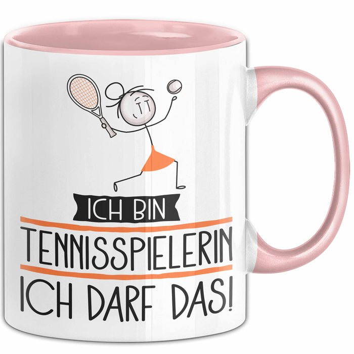 Geschenk für Tennisspielerin Tasse Lustige Geschenkidee Geburtstag Ich Bin Tennisspielerin Ich Darf Das Rosa Trendation