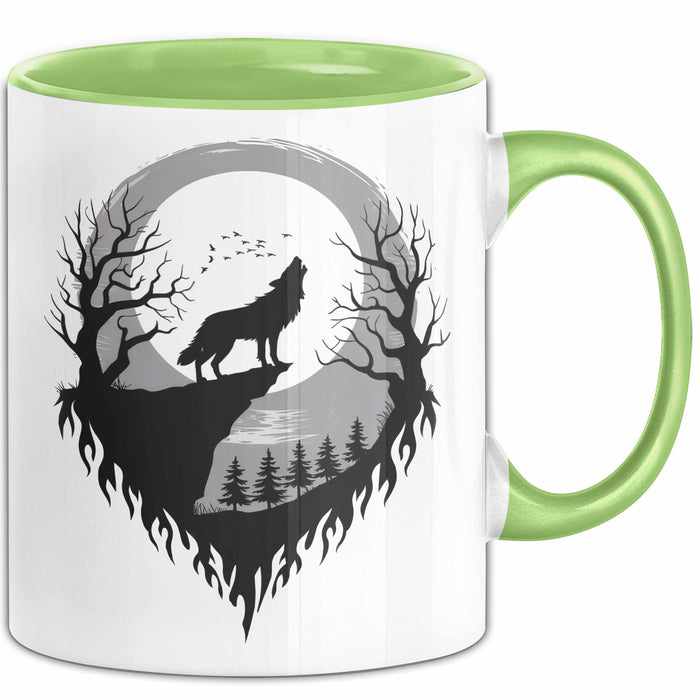 Wolf Tierliebhaber Tasse Geschenk Lustige Geschenkidee Spruch Grün Trendation