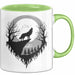 Wolf Tierliebhaber Tasse Geschenk Lustige Geschenkidee Spruch Grün Trendation