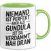 Gundula Tasse Geschenk Niemand Ist Perfekt Gundula Verdammt Nah Dran Geschenkidee Grün Trendation