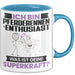 Pferderennen-Enthusiast Tasse Geschenk für Pferderennen-Enthusiast Geburtstag Lustiger Spruch Kaffee-Becher Was Ist Deine Superkraft Blau Trendation