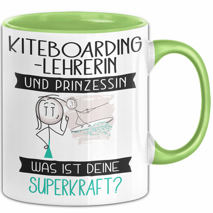 Kiteboarding-Lehrerin Und Prinzessin Tasse Geschenk Für Eine Kiteboarding-Lehrerin Geburtstag Was Ist Deine Superkraft Grün Trendation