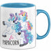 Tasse Geschenk Papacorn Lustiges Einhorn Design Becher Blau Trendation