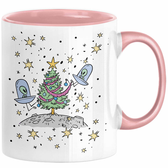 Weihnachten Tasse Geschenk Alien Weihnachtsbaum Geschenkidee Alien-Fans Geschenke Jungs Männer Grafik Rosa Trendation
