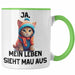 Dank Meme Tasse Katzen Besitzer Wortspiel Ja Mein Leben Sieht Mau Aus Traurige Katze Geschenkidee Süße Katze Grün Trendation