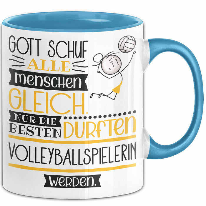 Volleyballspielerin Geschenk Becher Tasse Gott Schuf Alle Menschen Gleich Nur Die Besten Durfeten Volleyballspielerin Werden Geschenkidee Lustig Blau Trendation