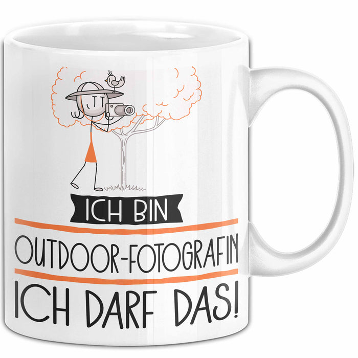 Geschenk für Outdoor-Fotografin Tasse Lustige Geschenkidee Geburtstag Ich Bin Outdoor-Fotografin Ich Darf Das Weiß Trendation