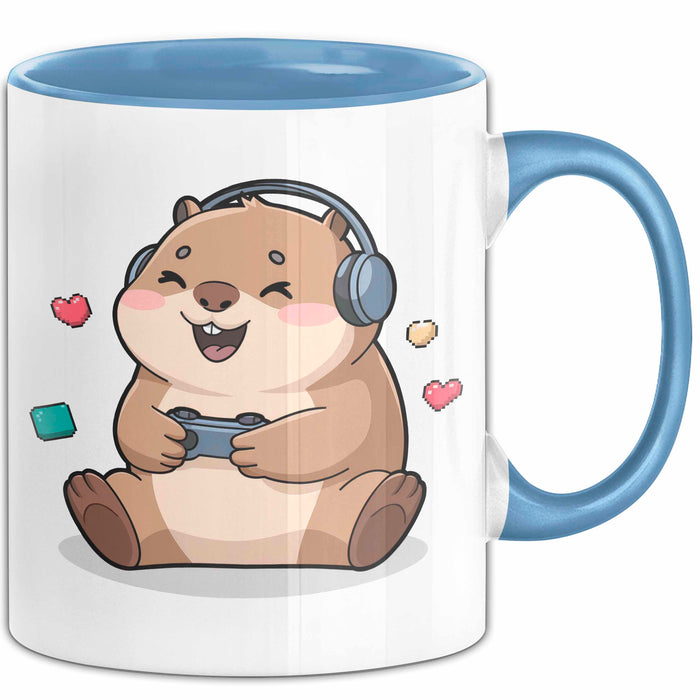 Capybara Videospieler Tasse Geschenk Lustige Geschenkidee Blau Trendation