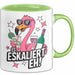 Flamingo Trinkend Tasse Geschenk Lustige Geschenkidee Spruch Es Eskaliert Eh Grün Trendation