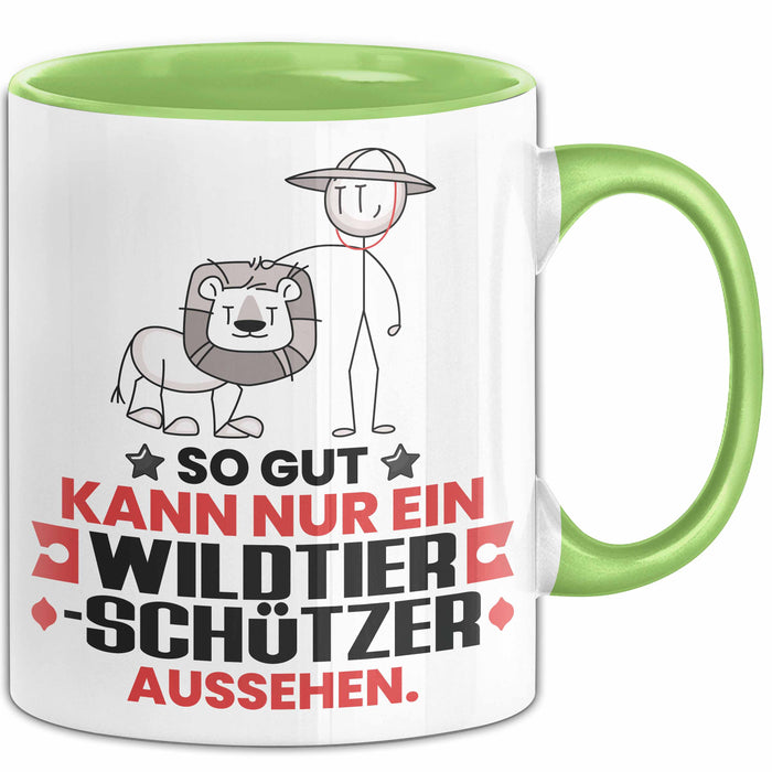 Wildtierschützer Geschenk Tasse So Gut Kann Nur Ein Wildtierschützer Aussehen Geschenkidee Kaffee-Becher Grün Trendation
