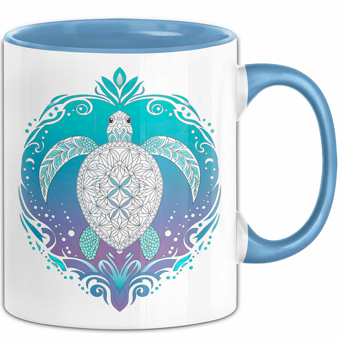Schildkröte Tierliebhaber Tasse Geschenk Lustige Geschenkidee Spruch Schildkröten Mandala Blau Trendation