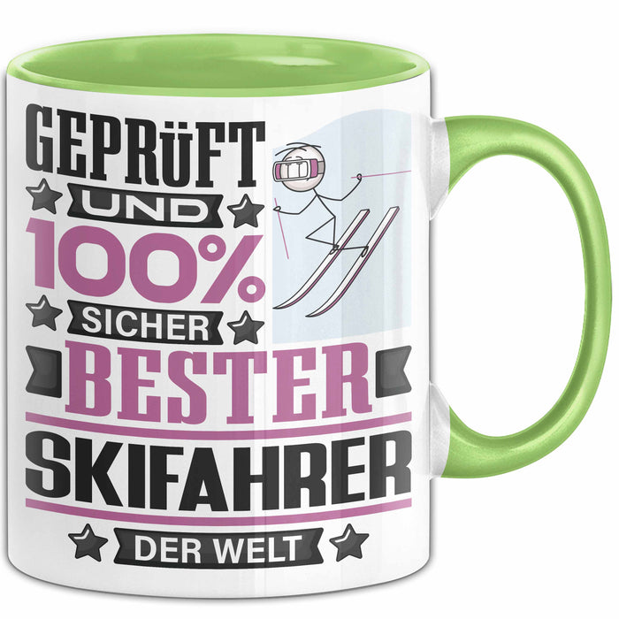 Skifahrer Geschenk Lustiger Spruch für Skifahrer Geschenkidee Bester Skifahrer Der Welt Grün Trendation