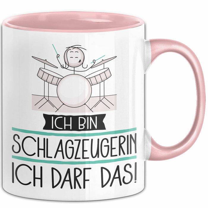 Geschenk für Schlagzeugerin Tasse Lustige Geschenkidee Geburtstag Ich Bin Schlagzeugerin Ich Darf Das Rosa Trendation