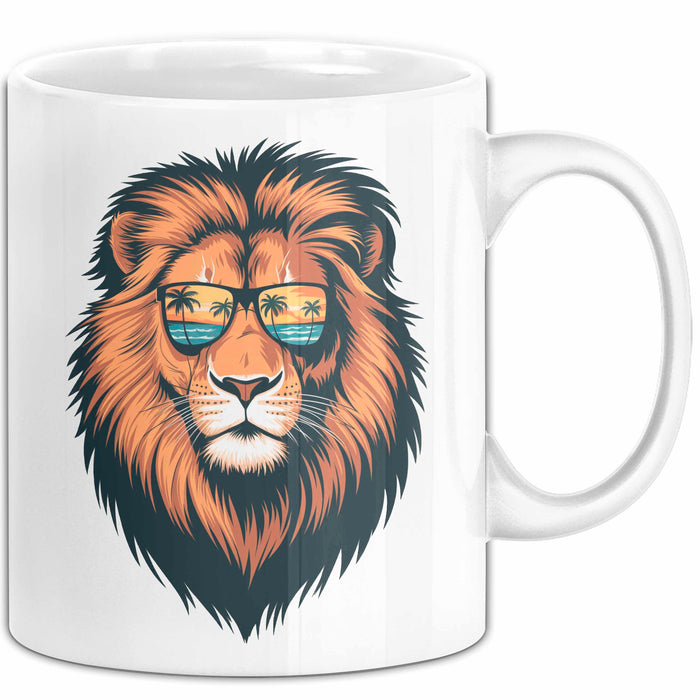 Löwenkunst Sonnenbrille Tasse Geschenk Lustige Geschenkidee Spruch Weiß Trendation