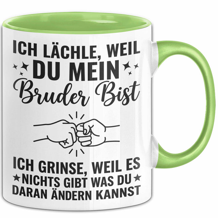 Bruder Tasse Geschenk Ich Laechle Weil Du Mein Bruder Bist Geschenkidee Lustig Grün Trendation