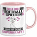 Softballspielerin Tasse Geschenk für Softballspielerin Geburtstag Lustiger Spruch Kaffee-Becher Was Ist Deine Superkraft Rosa Trendation