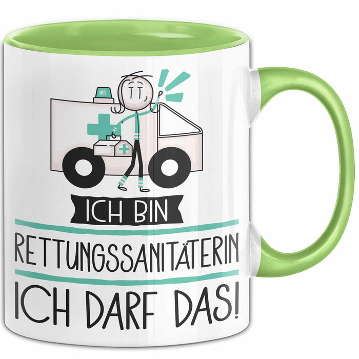 Geschenk für Rettungssanitäterin Tasse Lustige Geschenkidee Geburtstag Ich Bin Rettungssanitäterin Ich Darf Das Grün Trendation