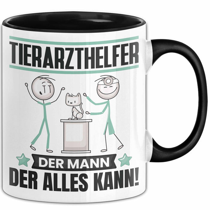 Tierarzthelfer Tasse Geschenk für Tierarzthelfer Der Mann Der Alles Kann Geschenkidee zum Geburtstag Schwarz Trendation