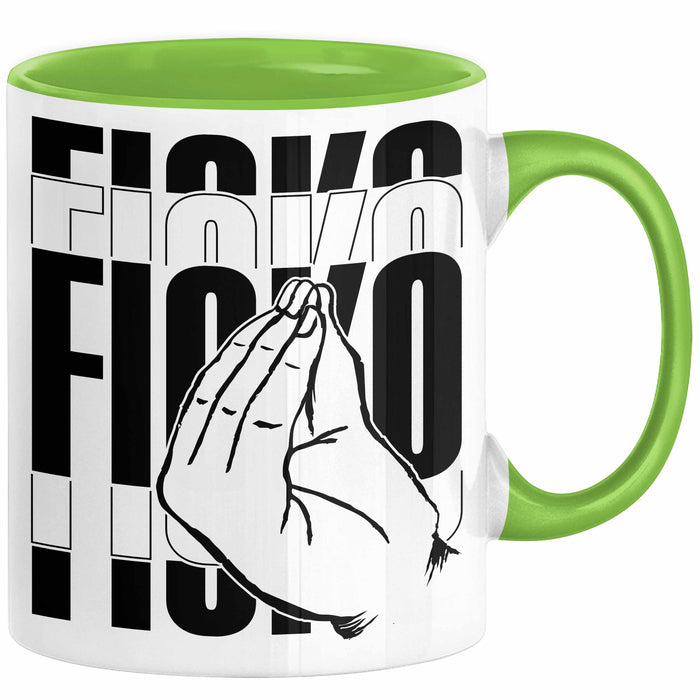 Italiener Geschenk Tasse Ficko Italienische Handbewegeung Kaffee-Becher Grün Trendation