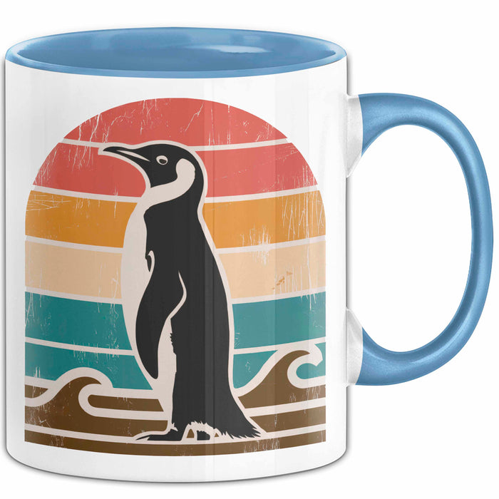 Retro Pinguin Tier Tasse Geschenk Lustige Geschenkidee Spruch Blau Trendation