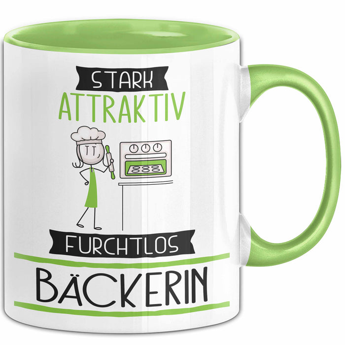Bäckerin Tasse Geschenk Becher Stark Attraktiv Furchtlos Bäckerin Lustige Geschenkidee Grün Trendation