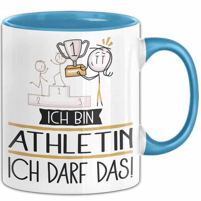Geschenk für Athletin Tasse Lustige Geschenkidee Geburtstag Ich Bin Athletin Ich Darf Das Blau Trendation