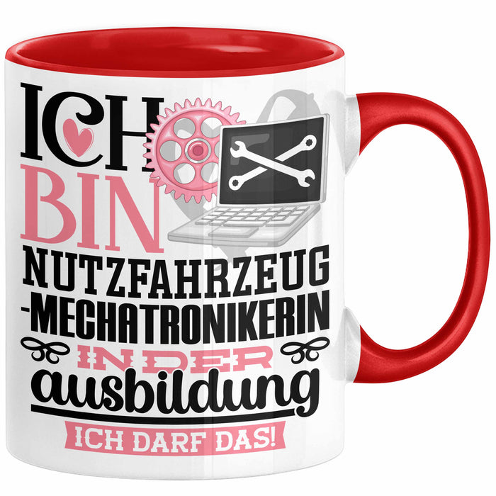 Nutzfahrzeugmechatronikerin Ausbildung Start Geschenk Tasse Ich Bin Nutzfahrzeugmechatronikerin In Der Ausbildung Ich Darf Das Kaffee-Becher Geschenkidee Rot Trendation