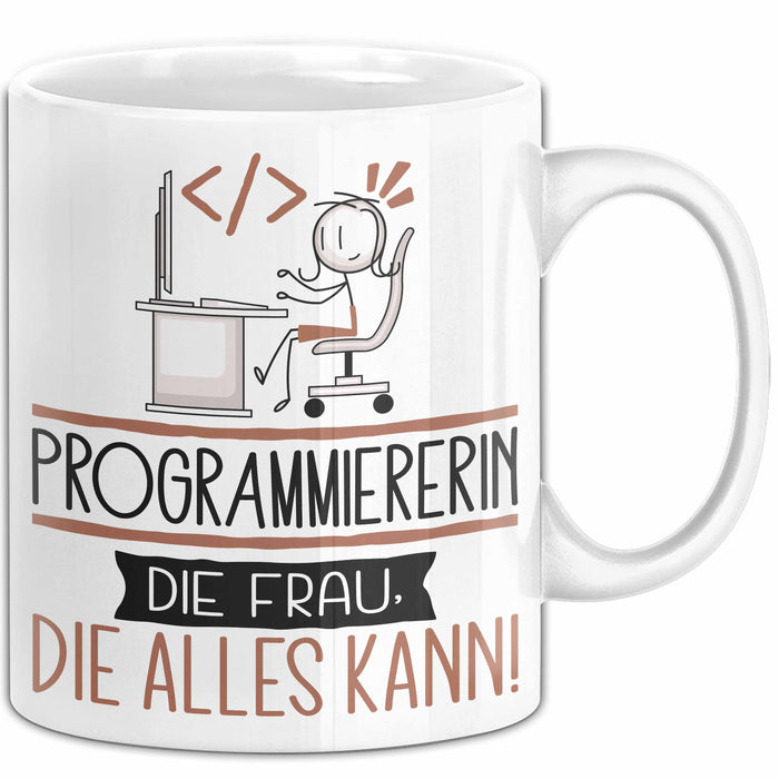Programmiererin Geschenk Tasse Becher Die Frau Die Allen Kann Geschenkidee für eine Programmiererin Lustig Weiß Trendation