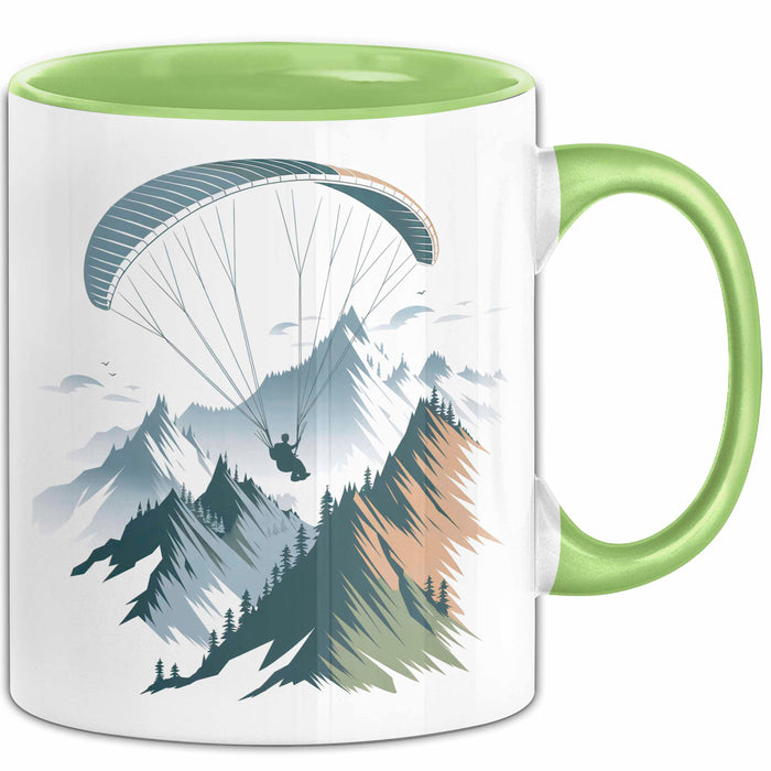 Paraglider Tasse Geschenkidee Himmelsentdecker Lustiger Geschenkidee Lustig Grün Trendation