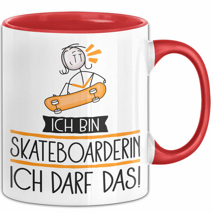 Geschenk für Skateboarderin Tasse Lustige Geschenkidee Geburtstag Ich Bin Skateboarderin Ich Darf Das Rot Trendation
