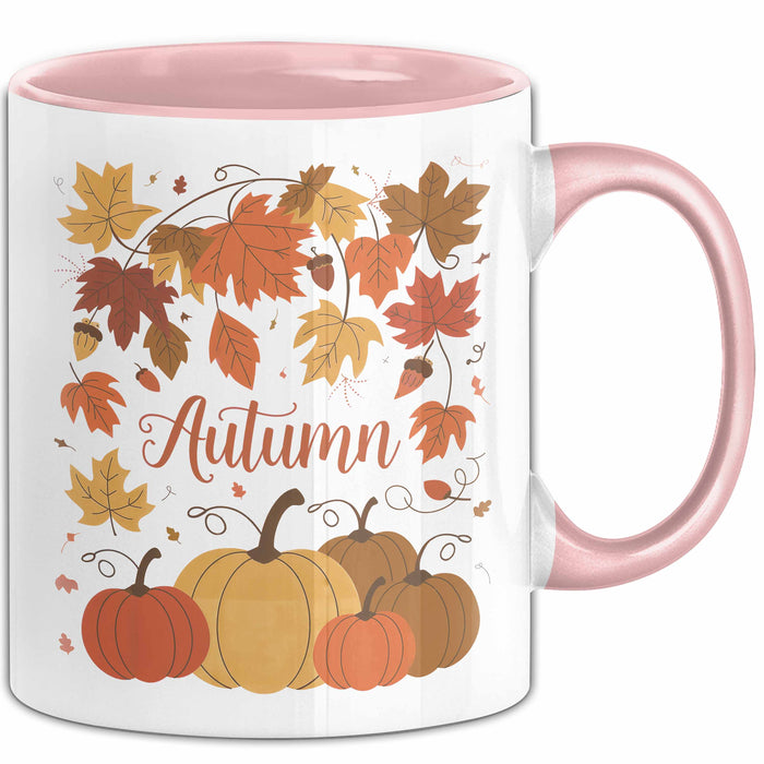 Herbstzeit Tasse Geschenkidee für Herbstliebhaber Rosa Trendation