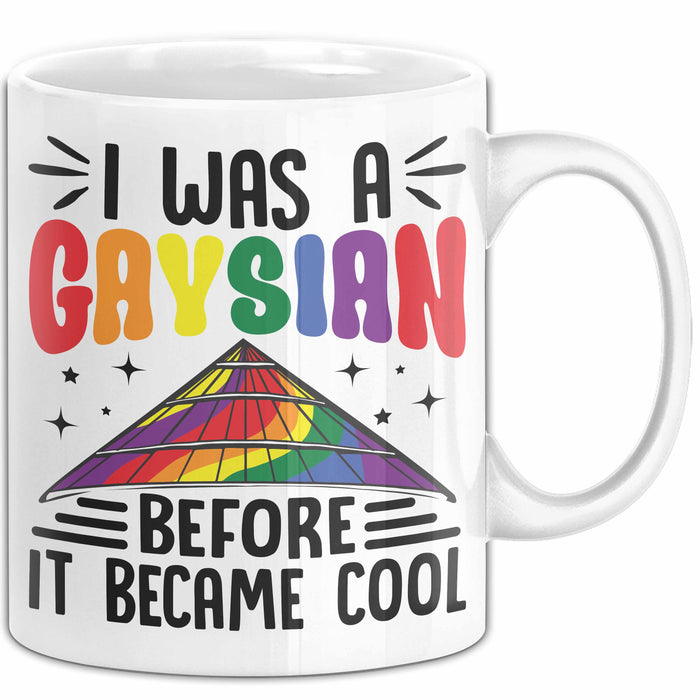 Asiate Schwul Tasse Geschenk I Was Gaysian Before It Became Cool Geschenkidee Lgbtq Gay Lesbian Becher Weiß Trendation