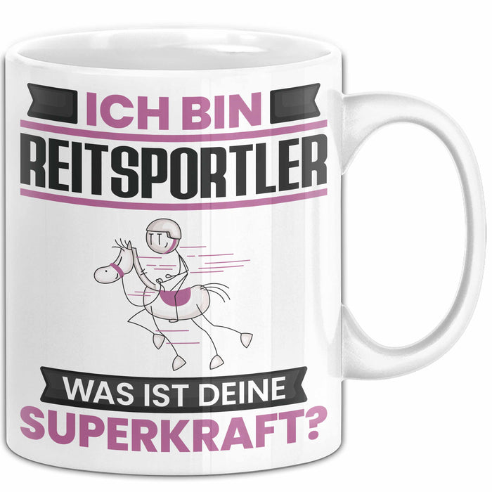 Reitsportler Tasse Geschenk für Reitsportler Geburtstag Lustiger Spruch Kaffee-Becher Was Ist Deine Superkraft Weiß Trendation