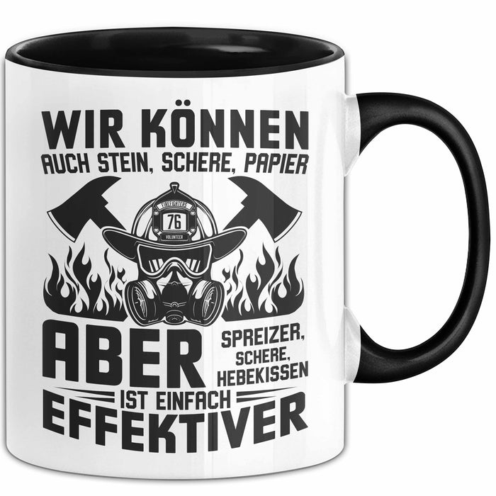 Feuerwehrmann Tasse Geschenk Wir Können Auch Stein Schere Papier Aber Spreizer Ist Effektiver Feuerwehr Geschenkidee Trendation