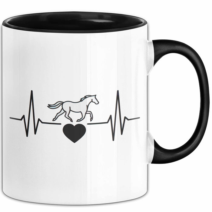 Pferde Tierliebhaber Herzschlag Tasse Geschenk Lustige Geschenkidee Spruch Schwarz Trendation
