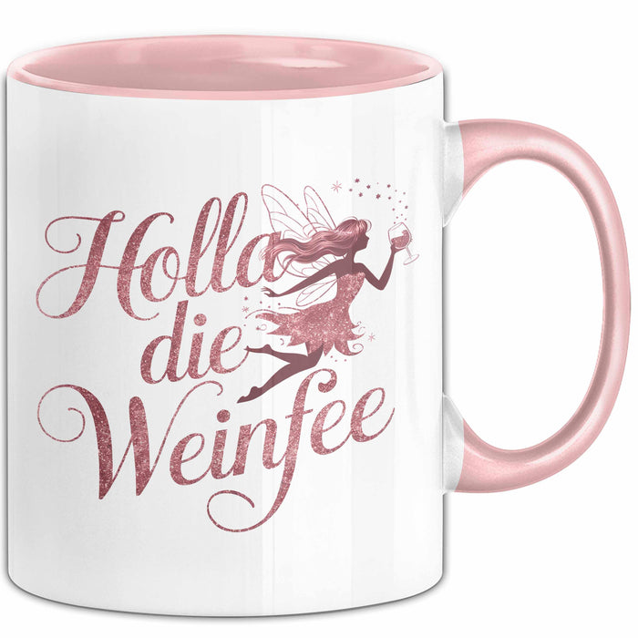 Weintrinker Trinken Fee Tasse Geschenk Lustige Geschenkidee Spruch Weinliebhaber Fee Rosa Trendation