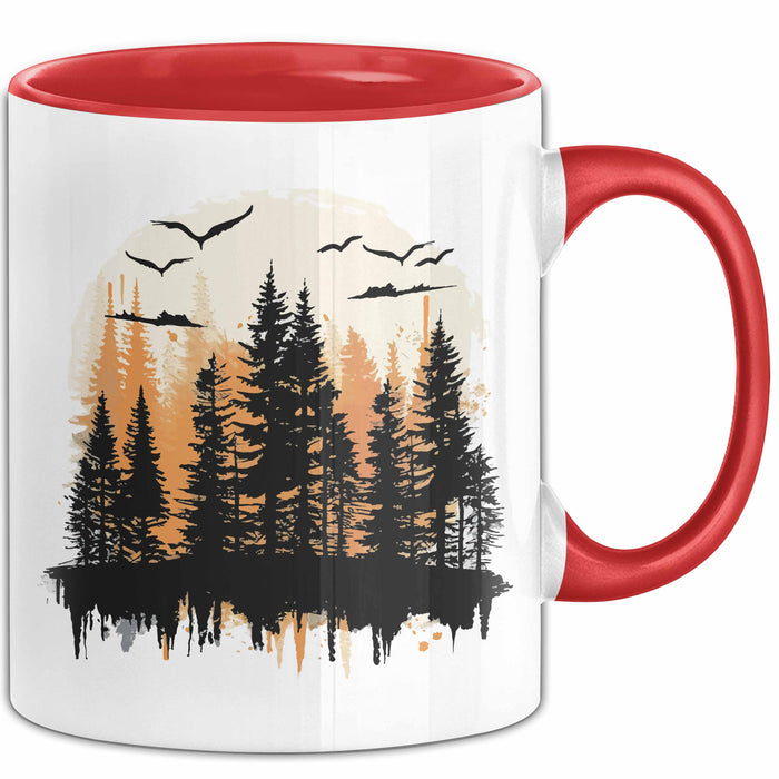 Wald Tasse Geschenk Wandern Geschenkidee Wanderlustige Rot Trendation
