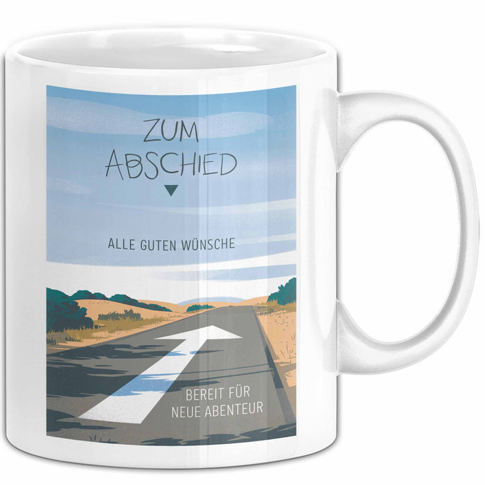 Büroarbeit Kollege Abschied Tasse Geschenk Lustige Geschenkidee Spruch Zum Abschied Alle Guten Wünsche Bereit Für Neue Abenteuer Weiß Trendation
