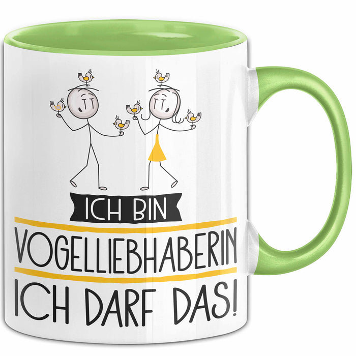 Geschenk für Vogelliebhaberin Tasse Lustige Geschenkidee Geburtstag Ich Bin Vogelliebhaberin Ich Darf Das Grün Trendation