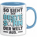 Bester Sohn Kinder Tasse Becher Geschenk Lustige Geschenkidee Spruch So Sieht Der Beste Sohn Der Welt Aus Blau Trendation