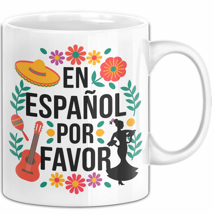 Spanischlehrer Unterricht Tasse Geschenk Lustige Geschenkidee Spruch En Español Por Favor Weiß Trendation