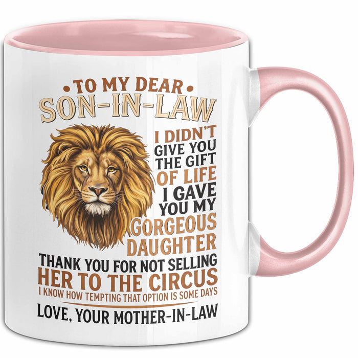 Schwiegersohn Tasse Geschenk To My Dear Son In Law Geschenkidee Schwiegermutter Rosa Trendation