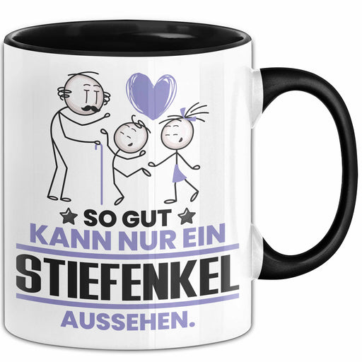 Stiefenkel Geschenk Tasse So Gut Kann Nur Ein Stiefenkel Aussehen Geschenkidee Kaffee-Becher Schwarz Trendation