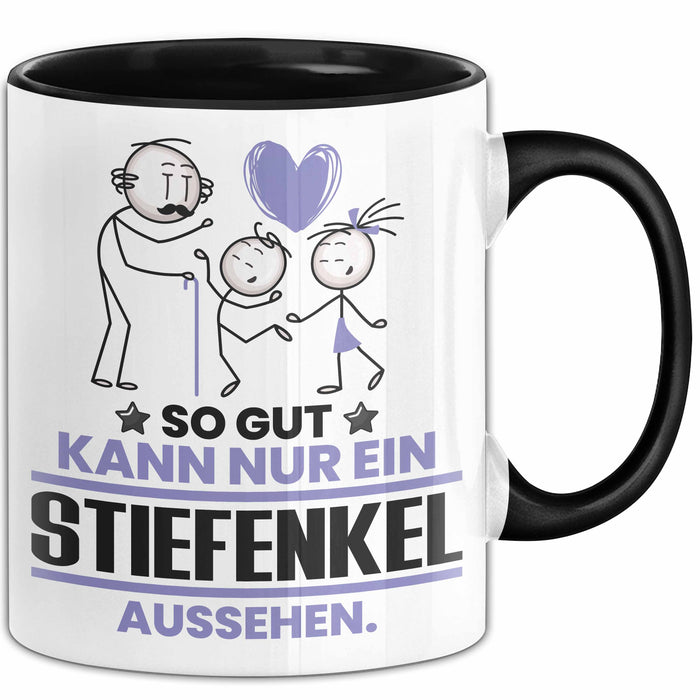 Stiefenkel Geschenk Tasse So Gut Kann Nur Ein Stiefenkel Aussehen Geschenkidee Kaffee-Becher Schwarz Trendation
