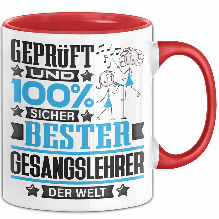 Gesangslehrer Geschenk Lustiger Spruch für Gesangslehrer Geschenkidee Bester Gesangslehrer Der Welt Rot Trendation