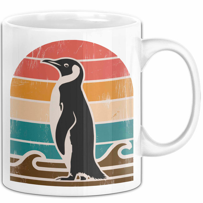 Retro Pinguin Tier Tasse Geschenk Lustige Geschenkidee Spruch Weiß Trendation