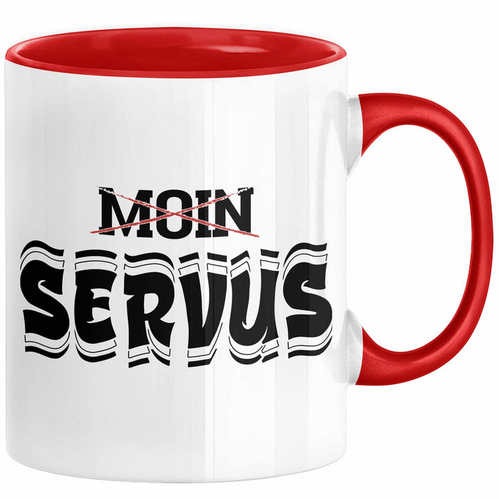 München Servus Tasse Geschenk Heimat Münchener Geschenkidee Kaffee-Becher Bayern Servus Rot Trendation