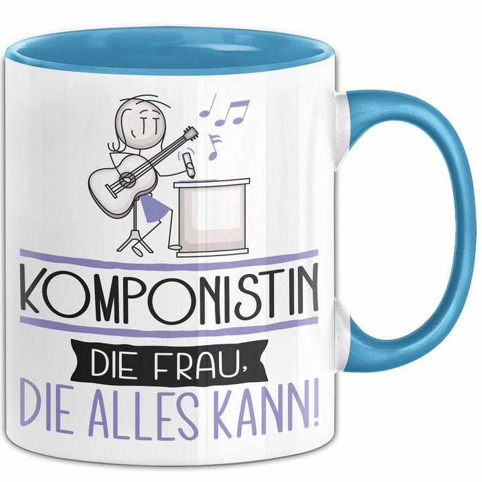 Komponistin Geschenk Tasse Becher Die Frau Die Allen Kann Geschenkidee für eine Komponistin Lustig Blau Trendation