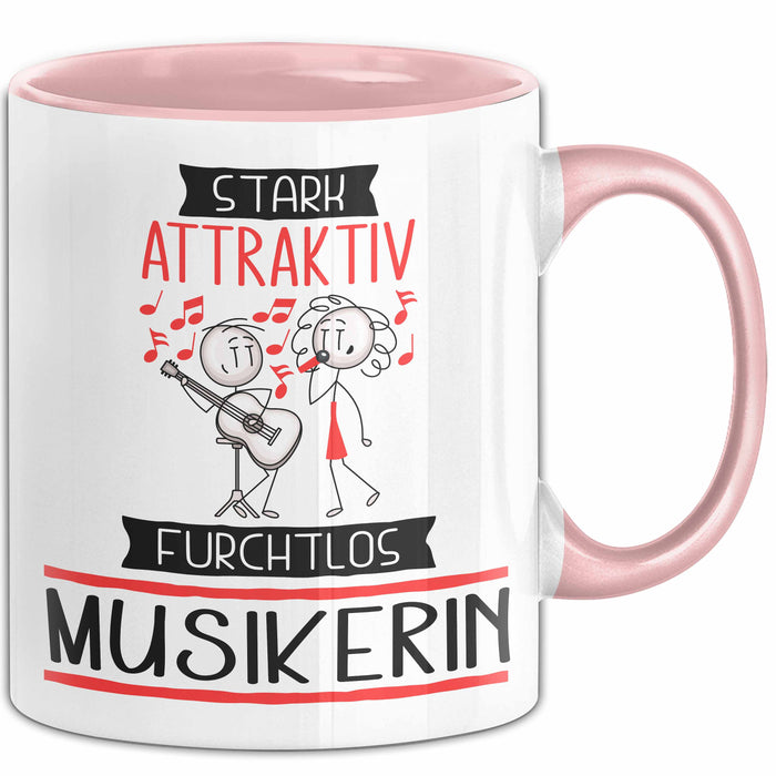 Musikerin Tasse Geschenk Becher Stark Attraktiv Furchtlos Musikerin Lustige Geschenkidee Rosa Trendation