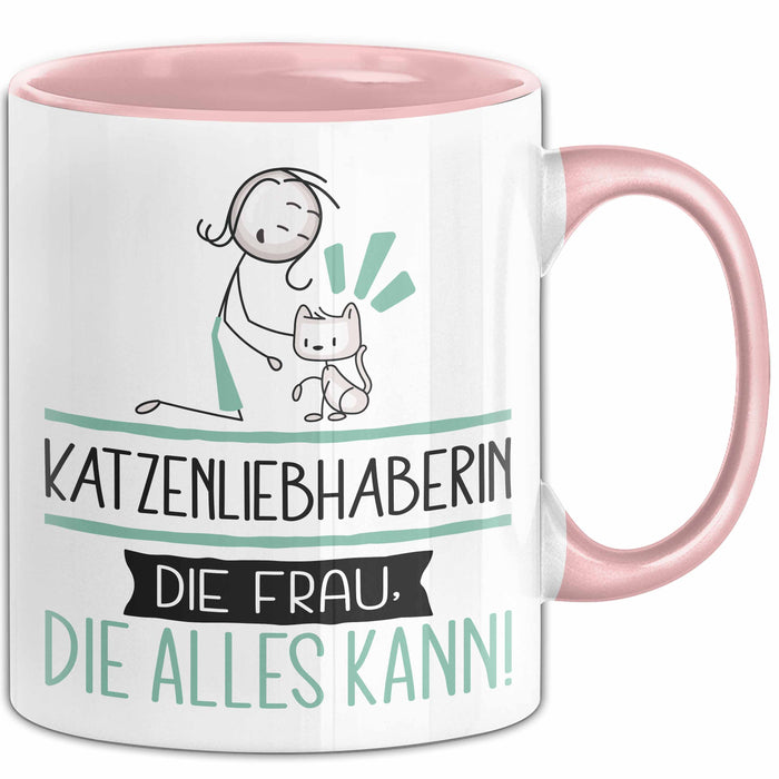 Katzenliebhaberin Geschenk Tasse Becher Die Frau Die Allen Kann Geschenkidee für eine Katzenliebhaberin Lustig Rosa Trendation